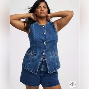 Torrid Blue Button Down Denim Top